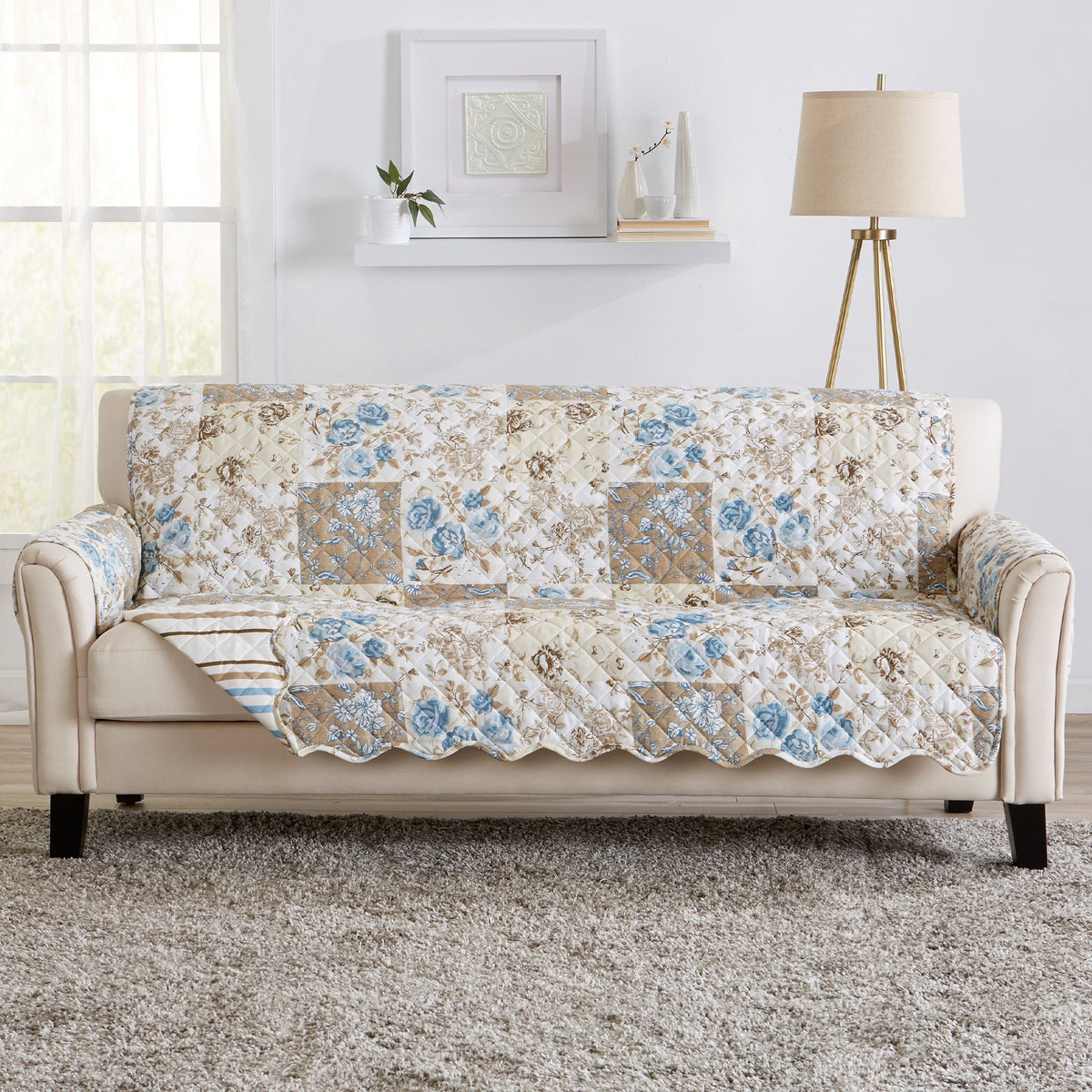 Reversible Floral Patchwork Furniture Protector – Maribel Collection – view 43