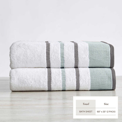 Decorative Cotton Stripe Bath Towel Set – Noelle Collection – view 46