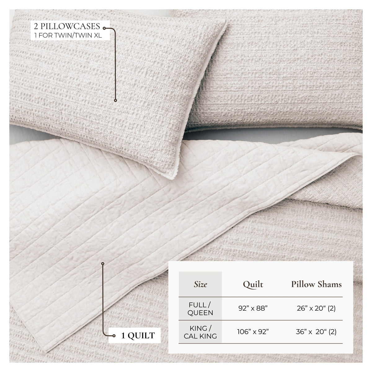 Garment-Washed Cotton Waffle Weave Quilt Set – Genevieve Collection – view 27