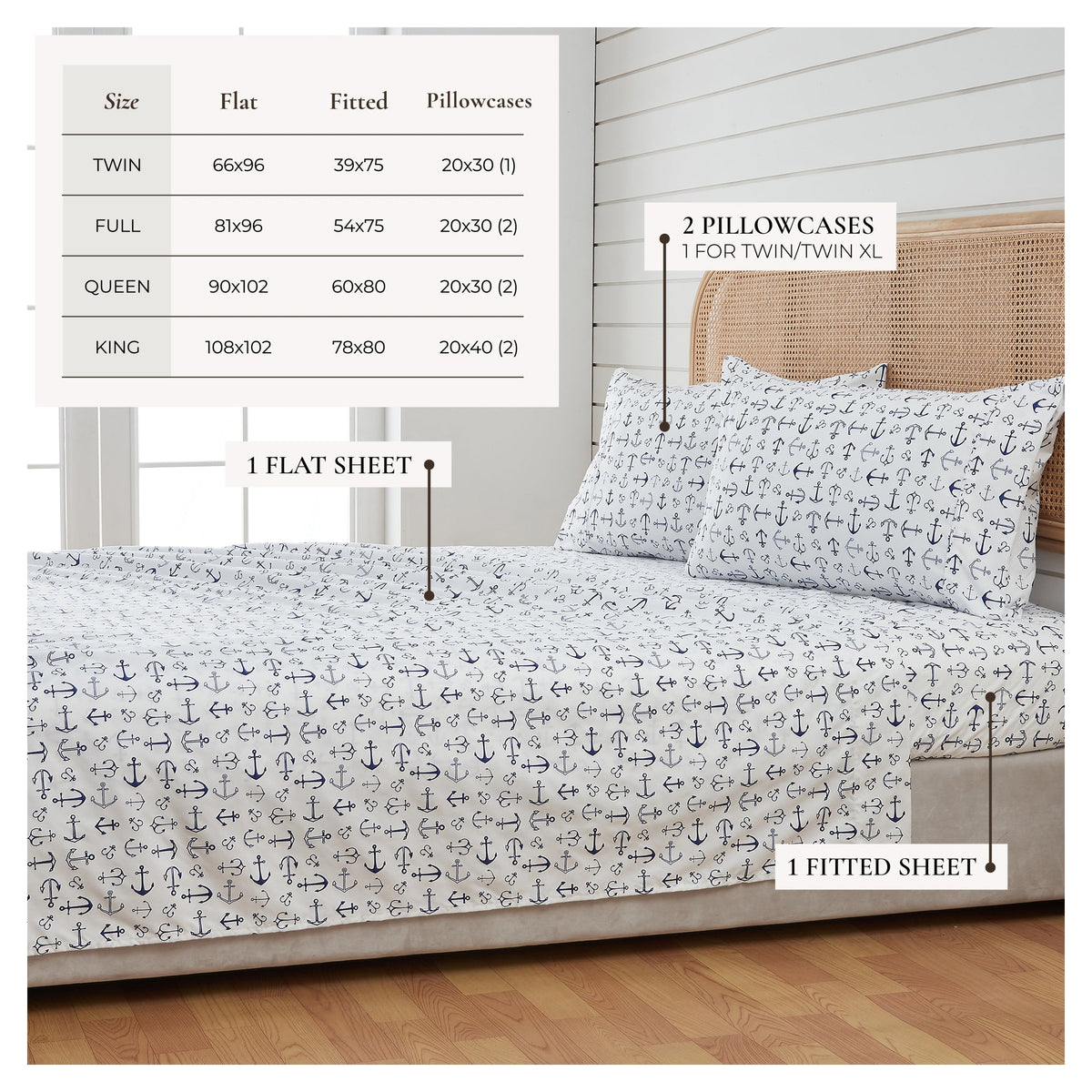 Coastal Printed Microfiber Sheet Set – Newport Collection – view 12