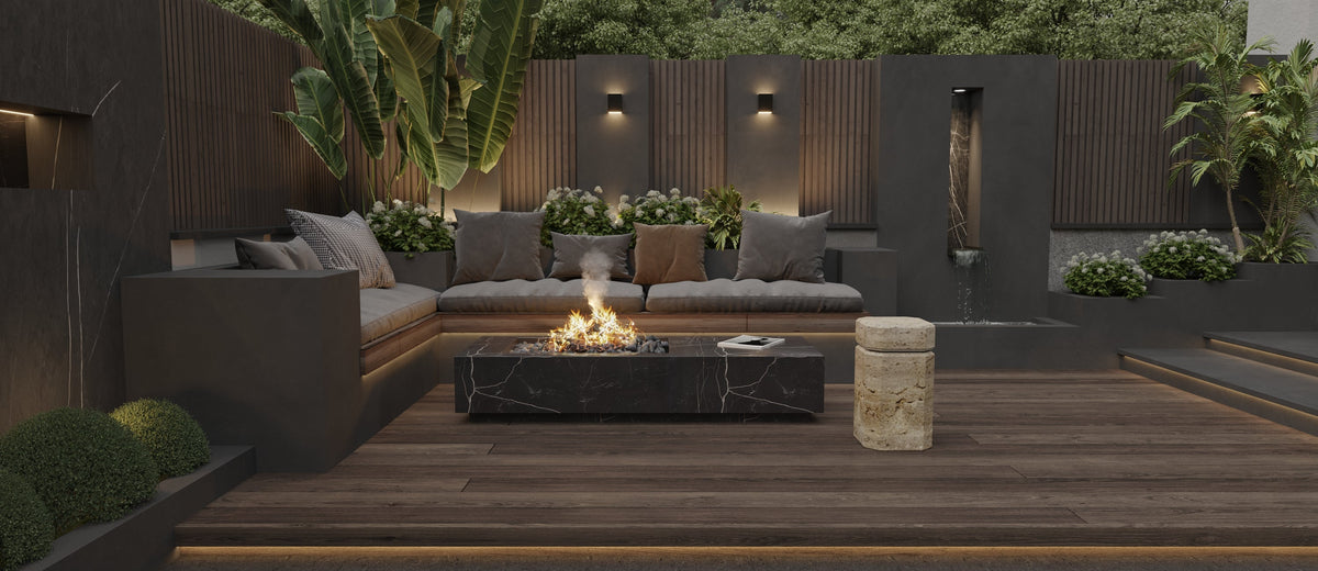 Natural Travertine Marble Side Table with Integrated LED Light – view 2