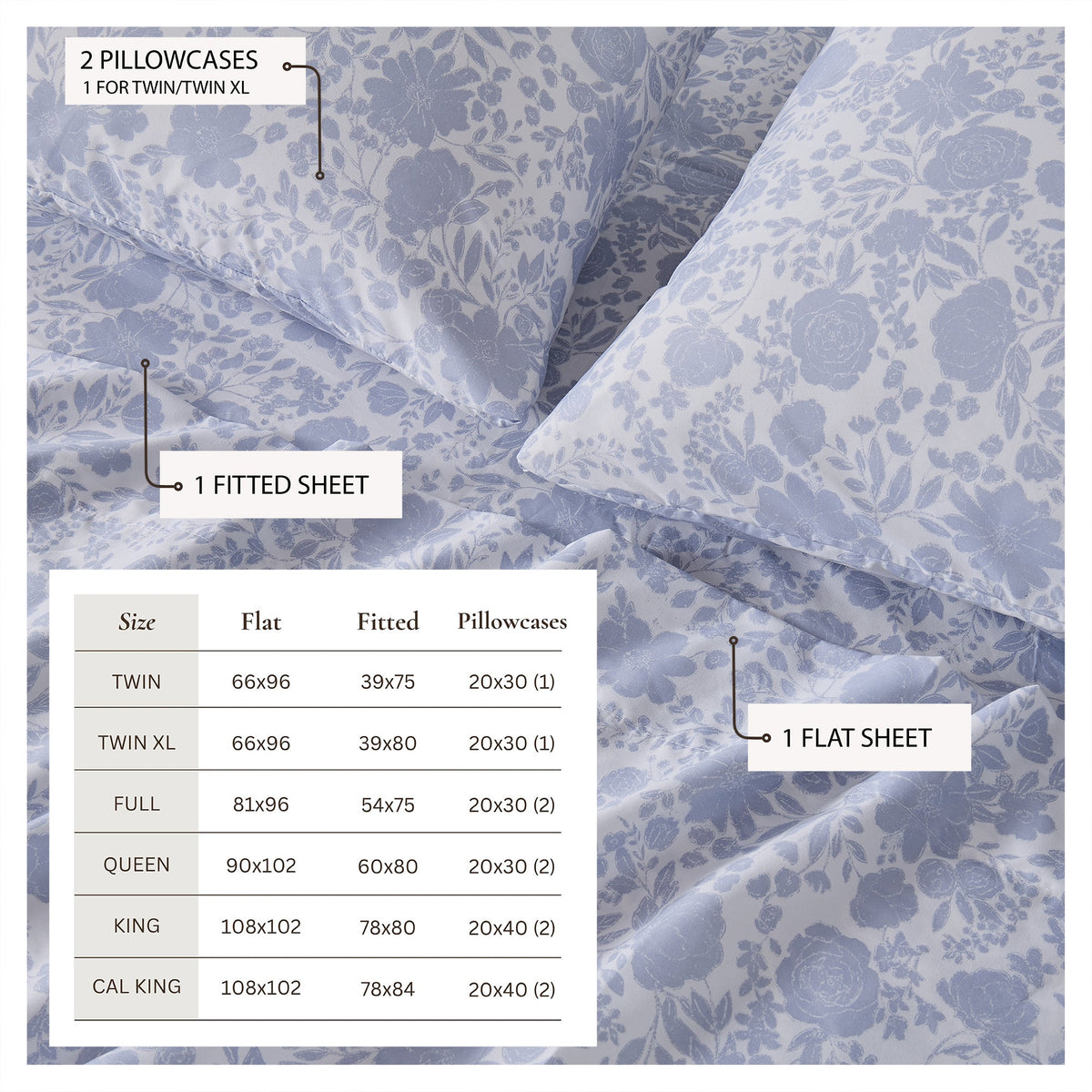 Watercolor Floral Microfiber Sheet Set – Delia Collection – view 51