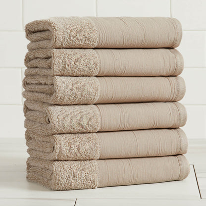 Priya Collection Cotton 6-Piece Towel Set with Linen-Like Border – view 25
