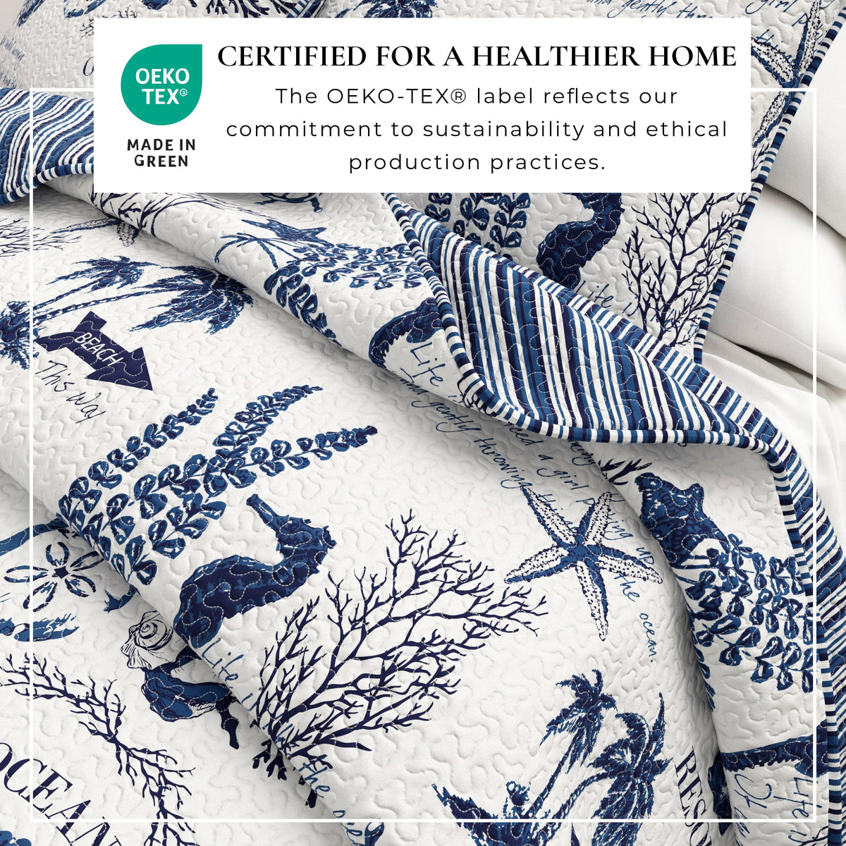 Catalina Navy and White Ocean-Inspired Coastal Quilt Set – view 3