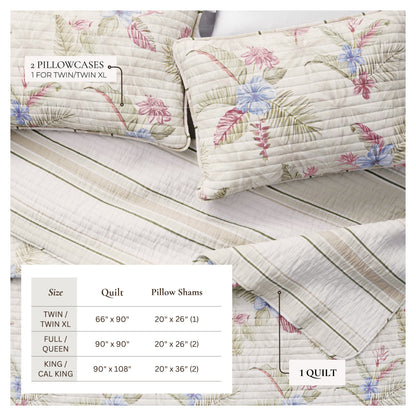 Palm Leaf and Bloom Printed Cotton Quilt Set – Mendocino Collection – view 10