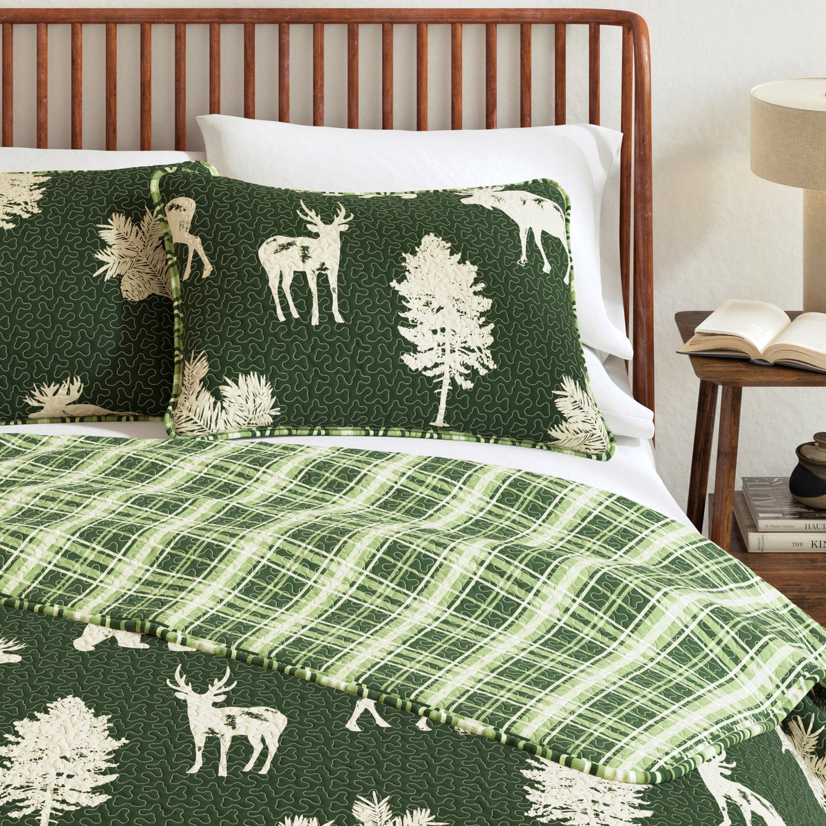 Forest Green Plaid Rustic Lodge Quilt Set – Rio Ridge Collection – view 6