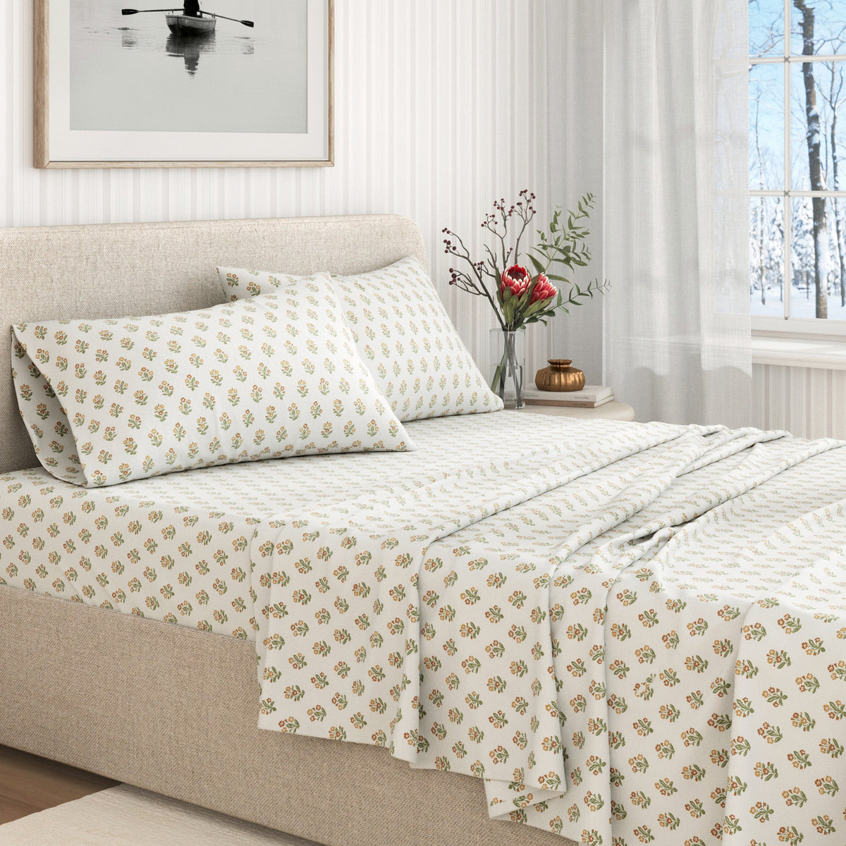 Turkish Cotton Flannel Sheet Set – Winter Floral Collection – view 11