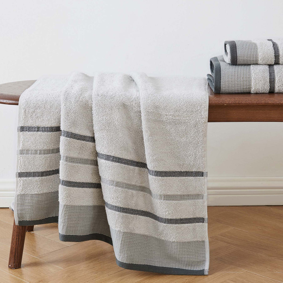Decorative Cotton Stripe Bath Towel Set – Noelle Collection – view 104