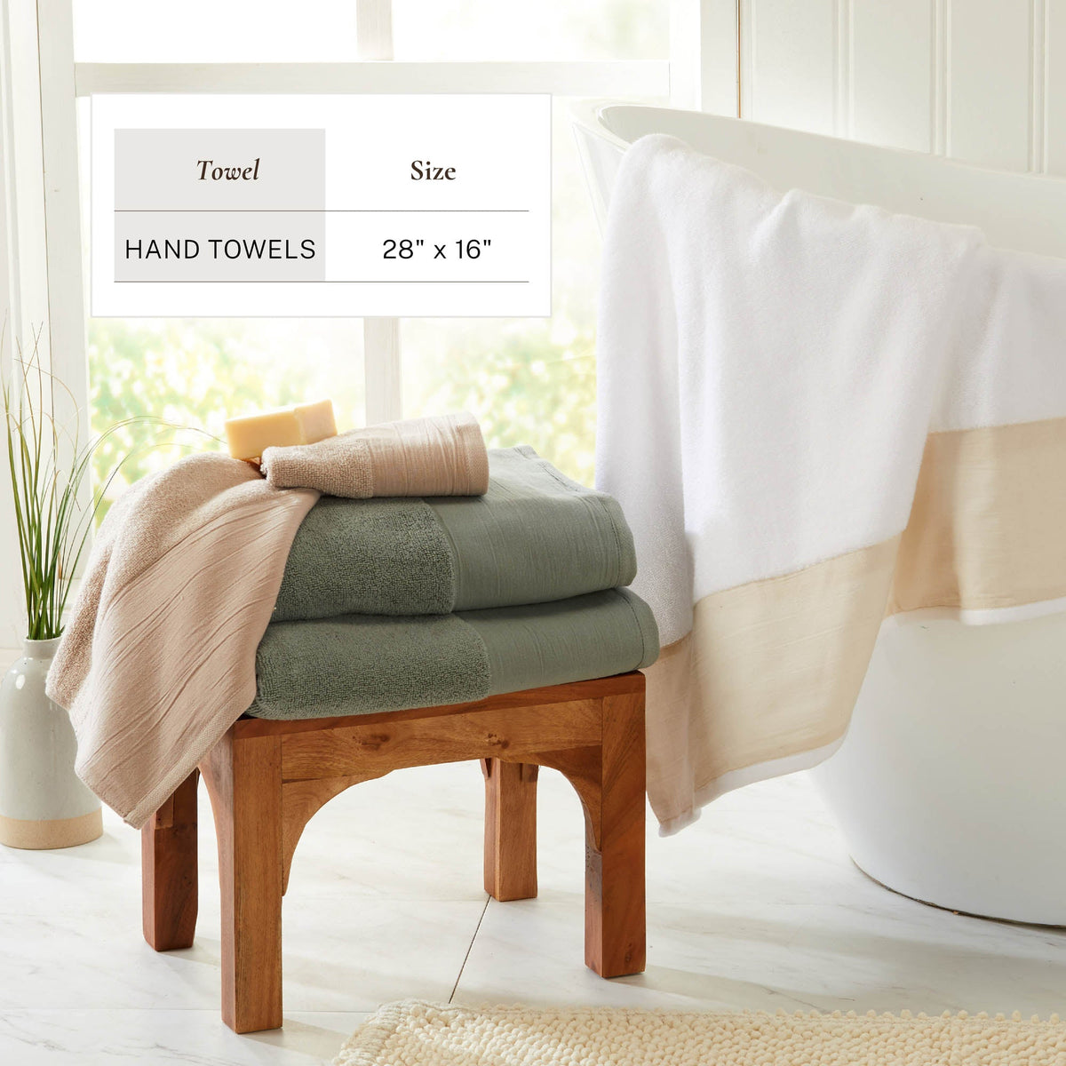 Priya Collection Cotton 6-Piece Towel Set with Linen-Like Border – view 54
