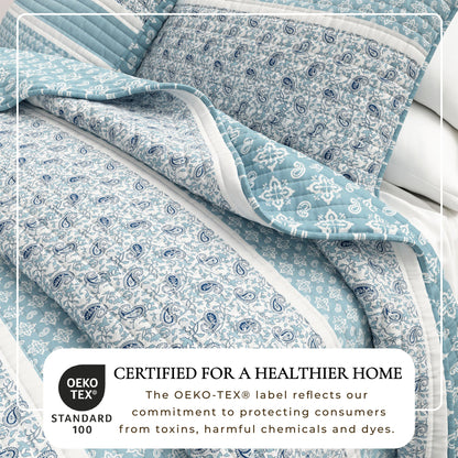 Paisley Stripe Reversible Microfiber Quilt Set – Kadi Collection – view 8