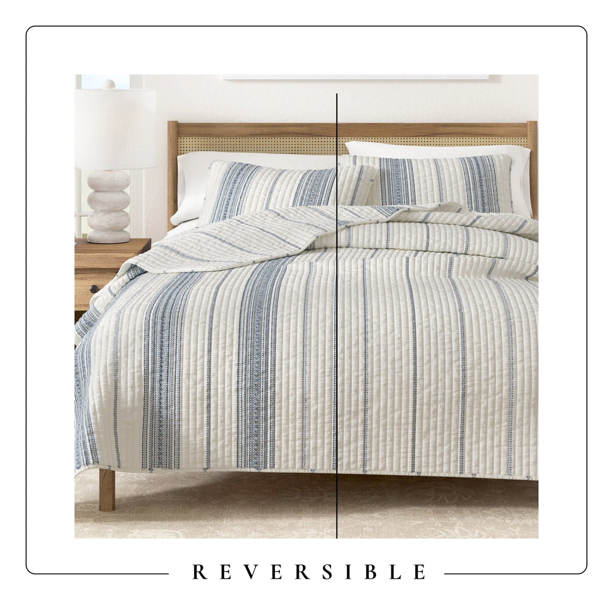 Classic Farmhouse Stripe Reversible Quilt Set – Wesley Collection – view 5