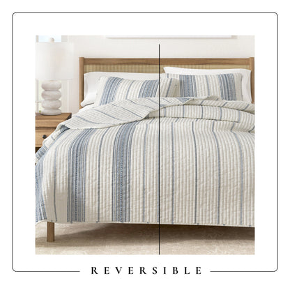 Classic Farmhouse Stripe Reversible Quilt Set – Wesley Collection – view 5