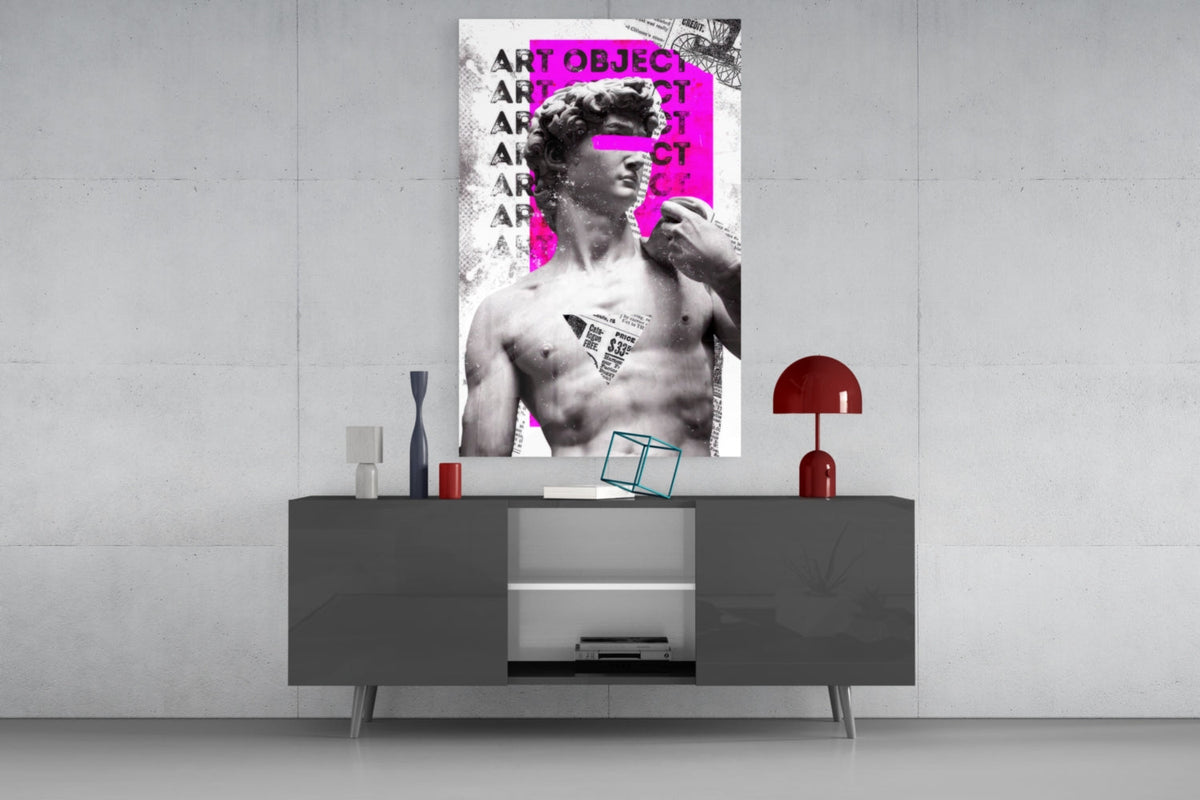Marble Statue Collage with Magenta Block Glass Wall Art – view 8