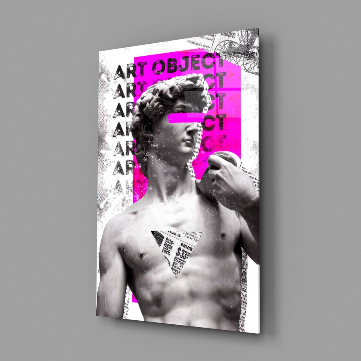 Marble Statue Collage with Magenta Block Glass Wall Art – view 2