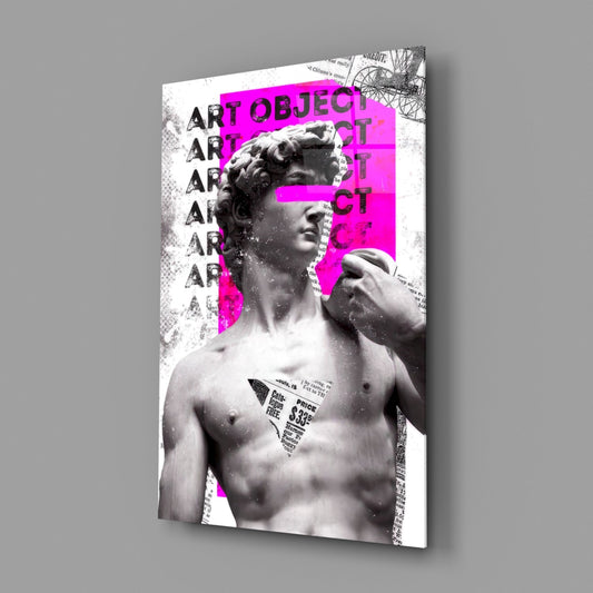 Marble Statue Collage with Magenta Block Glass Wall Art – view 2