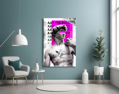 Marble Statue Collage with Magenta Block Glass Wall Art – view 4