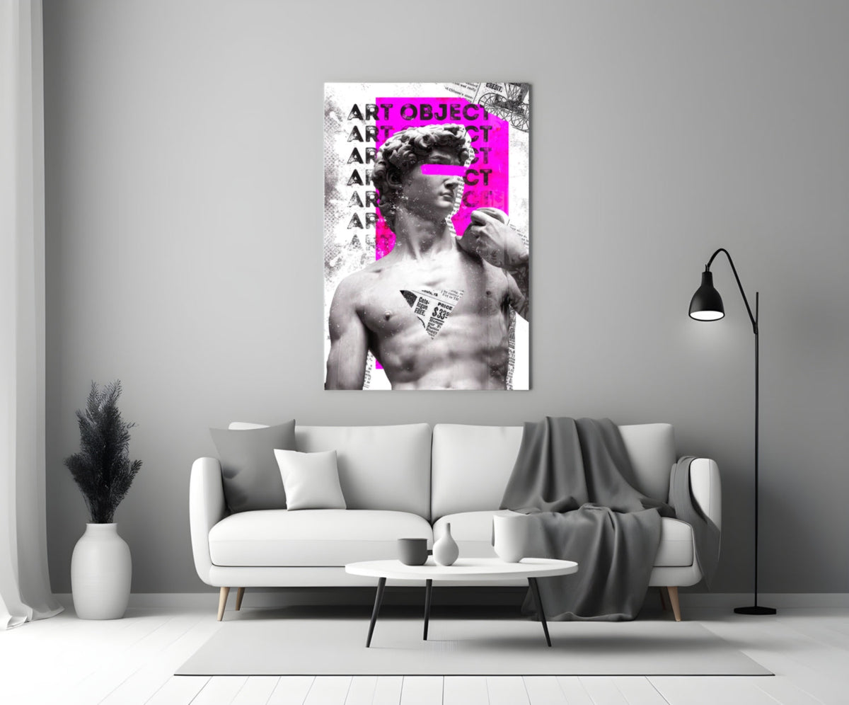 Marble Statue Collage with Magenta Block Glass Wall Art – view 3