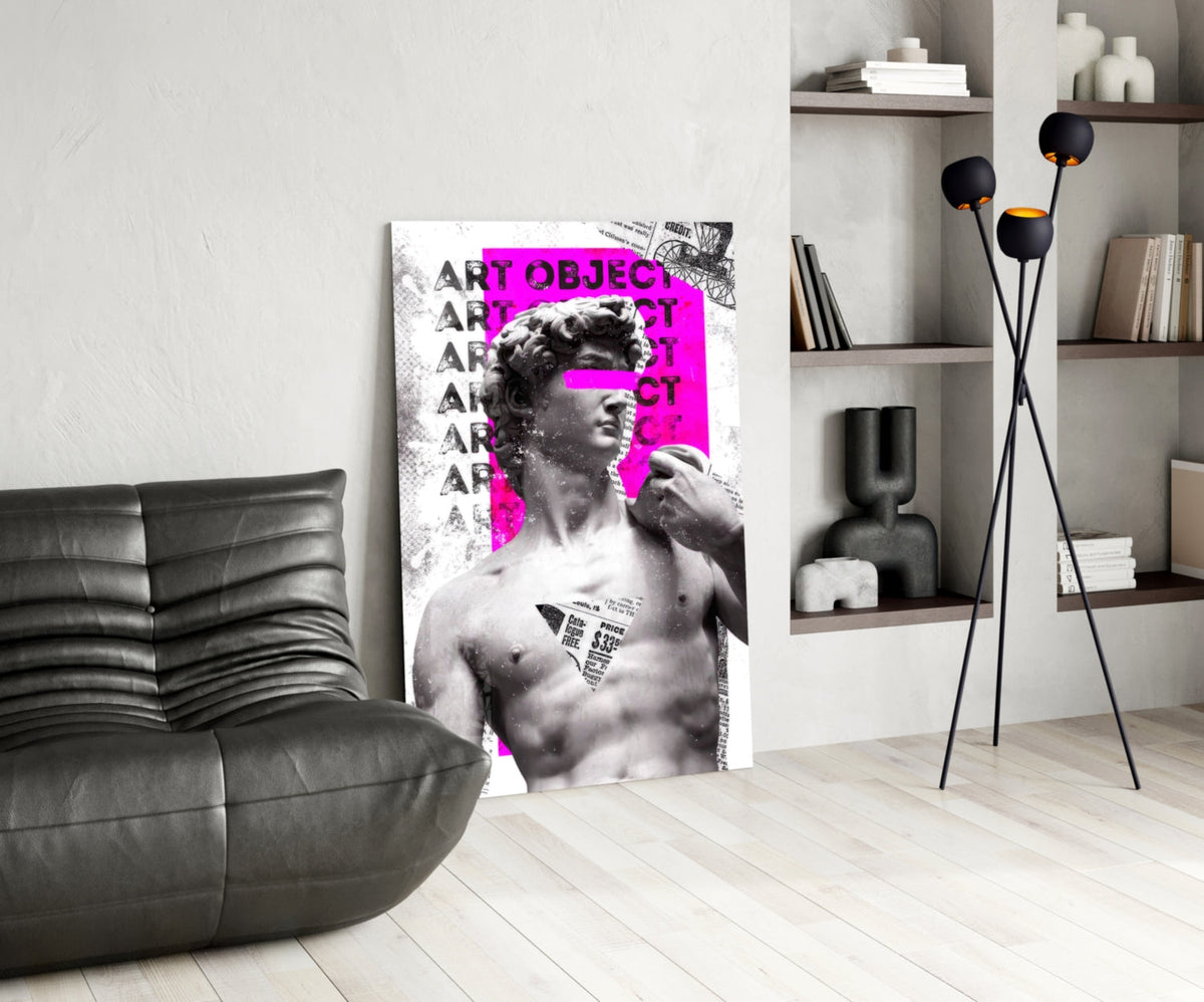 Marble Statue Collage with Magenta Block Glass Wall Art – view 5