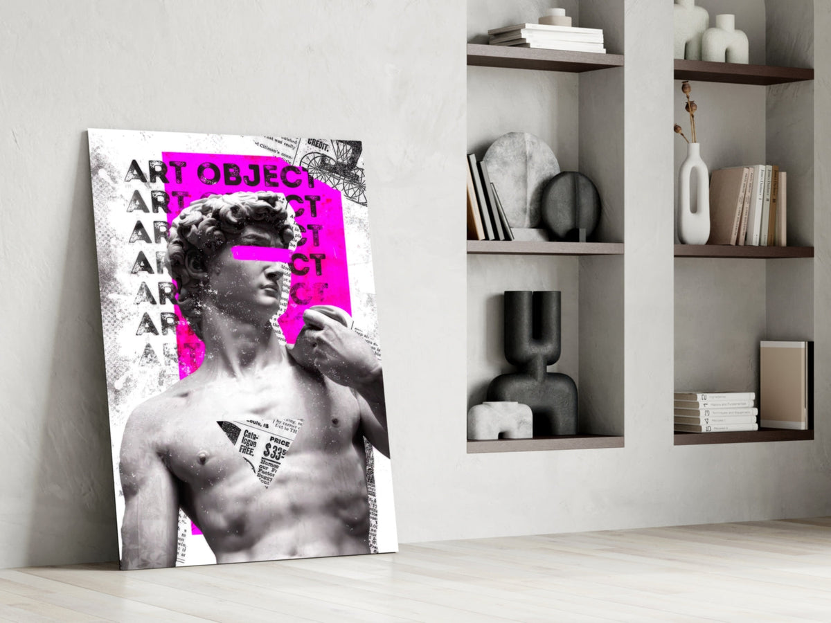 Marble Statue Collage with Magenta Block Glass Wall Art – view 6