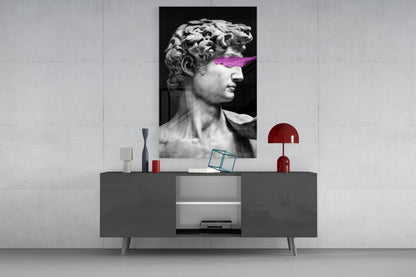 Art Guilt David Pop-Classical Glass Wall Art with Magenta Stripe – view 8
