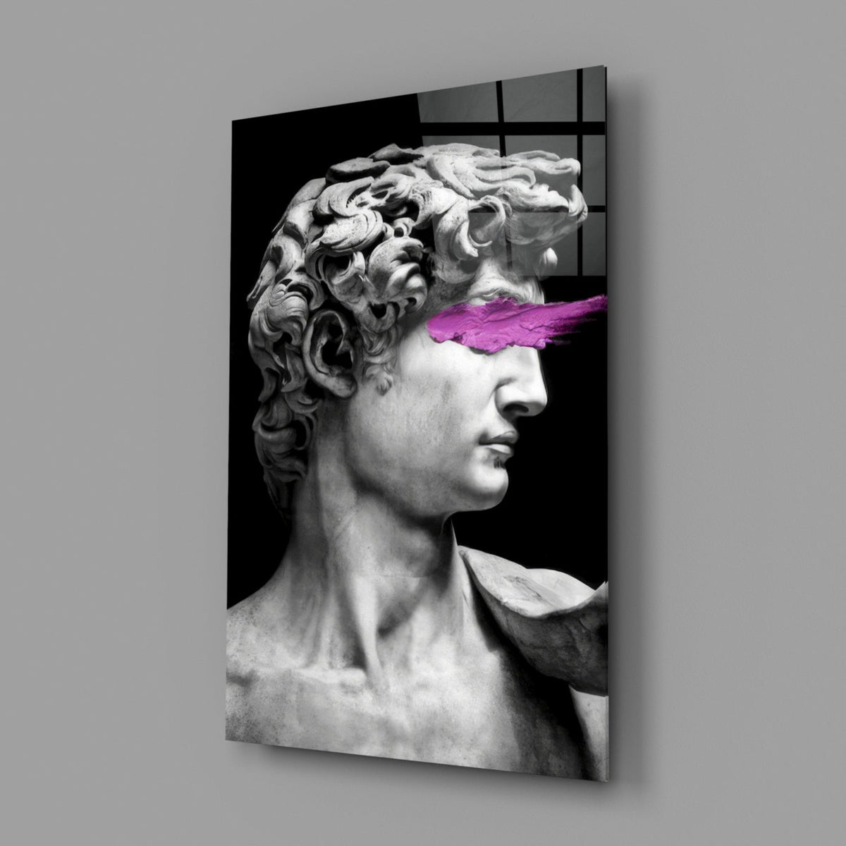 Art Guilt David Pop-Classical Glass Wall Art with Magenta Stripe – view 2