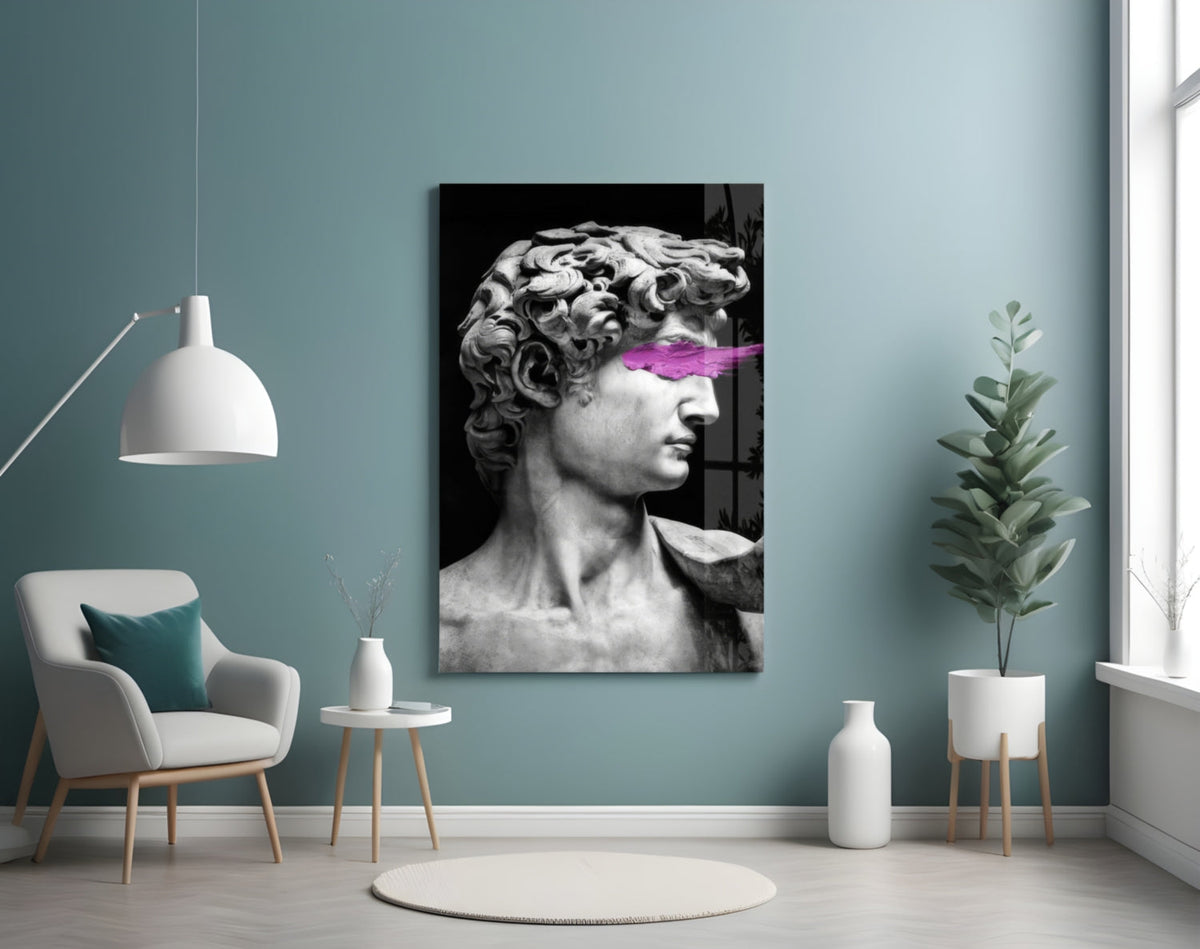 Art Guilt David Pop-Classical Glass Wall Art with Magenta Stripe – view 4