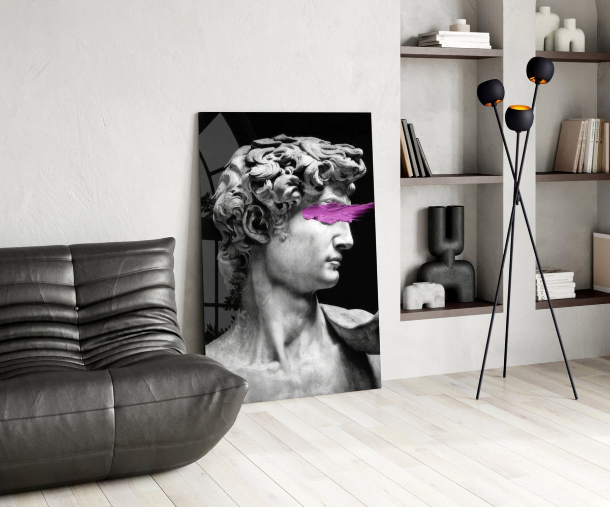 Art Guilt David Pop-Classical Glass Wall Art with Magenta Stripe – view 5