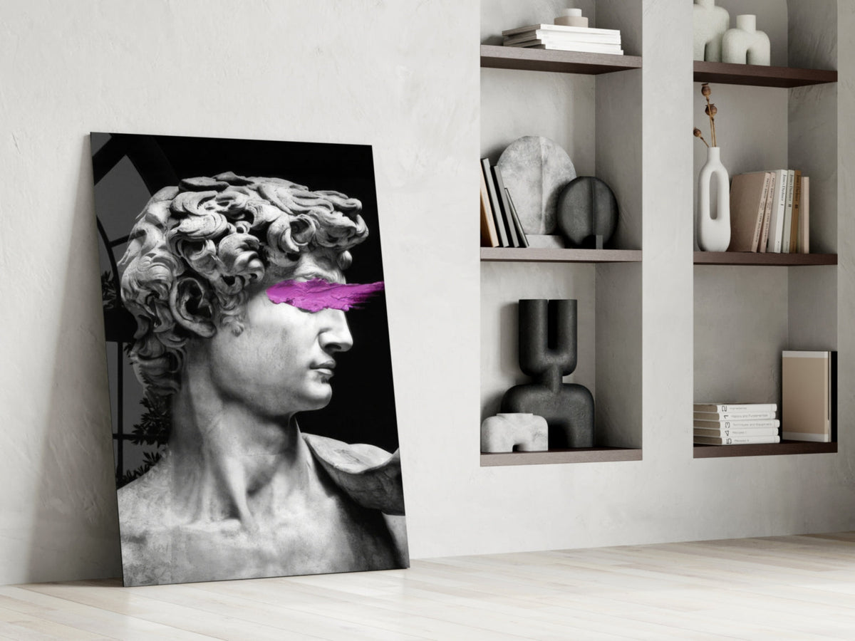 Art Guilt David Pop-Classical Glass Wall Art with Magenta Stripe – view 6