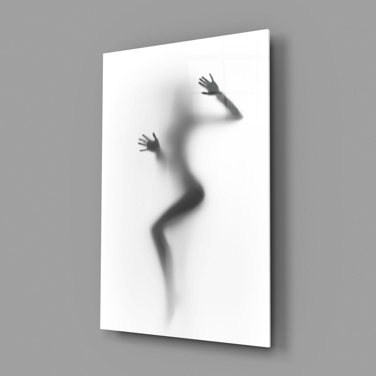 Woman Shadow Glass Wall Art – Black and White Frosted Silhouette – view 2