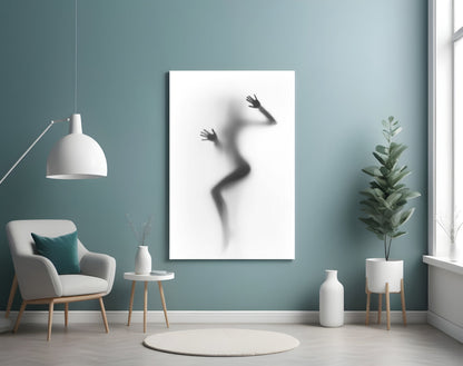 Woman Shadow Glass Wall Art – Black and White Frosted Silhouette – view 4