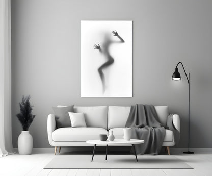 Woman Shadow Glass Wall Art – Black and White Frosted Silhouette – view 3