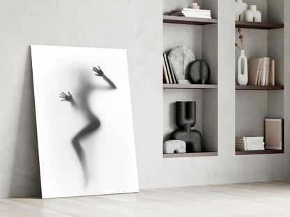 Woman Shadow Glass Wall Art – Black and White Frosted Silhouette – view 6