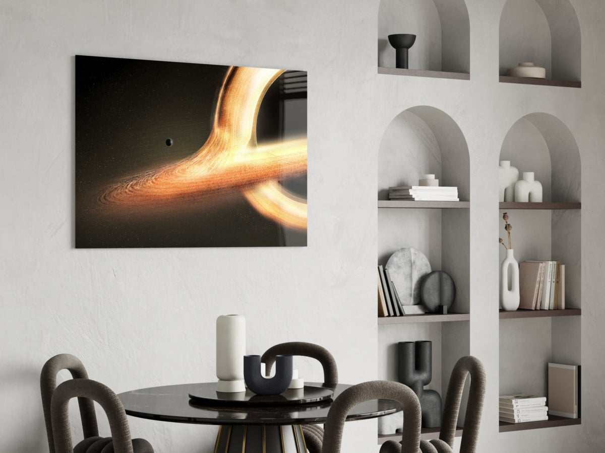 Golden Black Hole Cosmic Glass Wall Art with Starfield – view 5