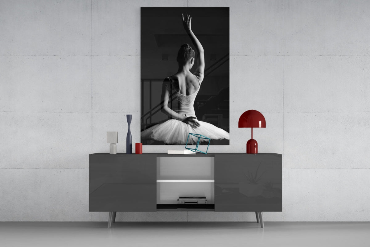 Black and White Tutu Ballerina Glass Wall Art – view 8