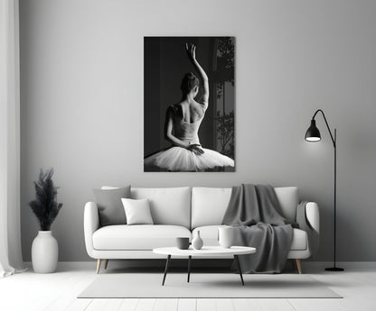 Black and White Tutu Ballerina Glass Wall Art – view 3