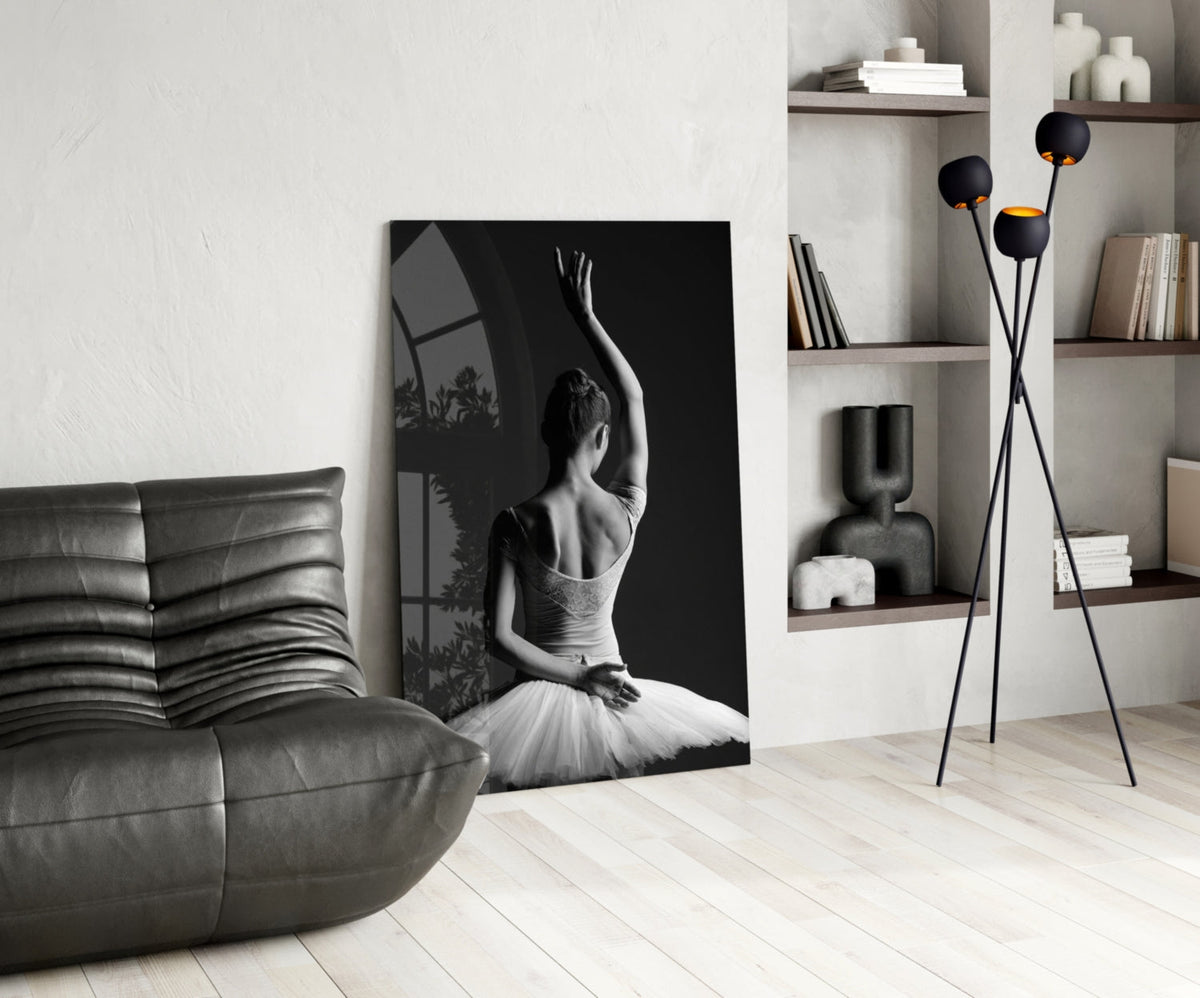 Black and White Tutu Ballerina Glass Wall Art – view 5