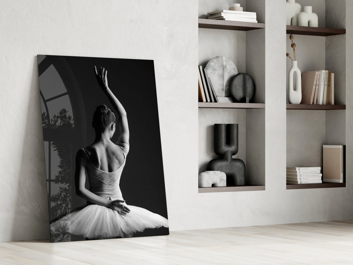 Black and White Tutu Ballerina Glass Wall Art – view 6