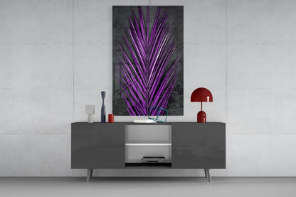 Bright Purple Areca Palm Frond Botanical Glass Wall Art – view 8