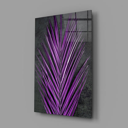 Bright Purple Areca Palm Frond Botanical Glass Wall Art – view 2