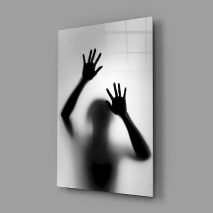 Monochrome Shadow Hands Silhouette Glass Wall Art – view 2
