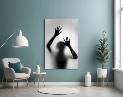 Monochrome Shadow Hands Silhouette Glass Wall Art – view 4