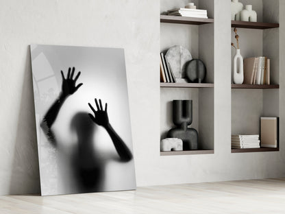 Monochrome Shadow Hands Silhouette Glass Wall Art – view 6