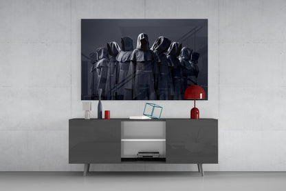 Hooded Figures in Shadow Dark Fantasy Glass Wall Art – view 8