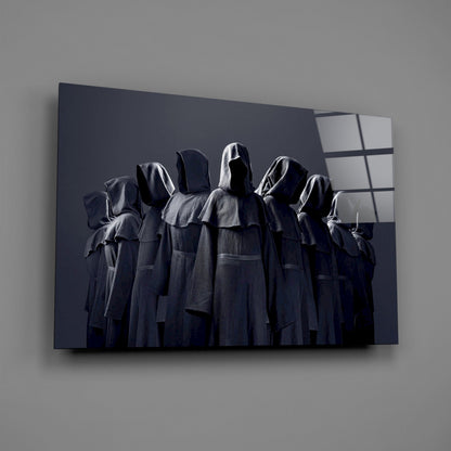 Hooded Figures in Shadow Dark Fantasy Glass Wall Art – view 2