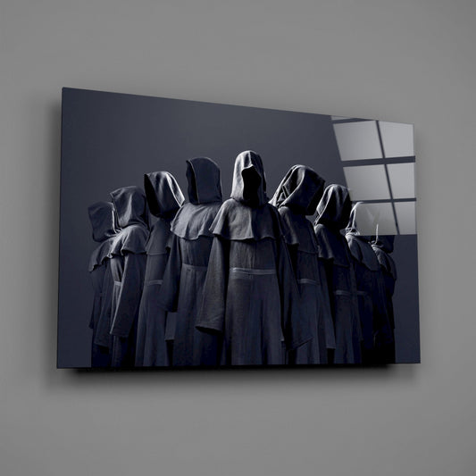 Hooded Figures in Shadow Dark Fantasy Glass Wall Art – view 2