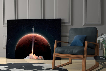 Rocket Launch to Mars Glass Wall Art – Space Themed Print – view 6