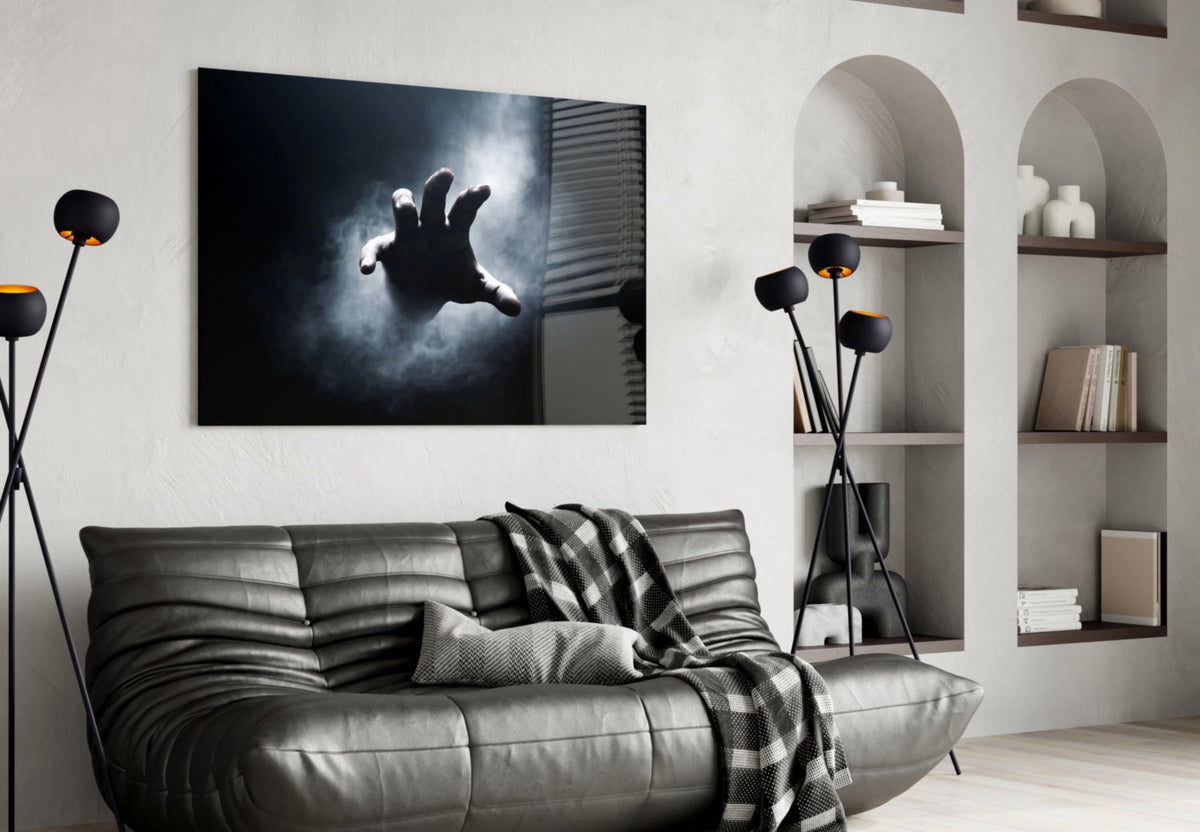 Fear Reaching Hand Cinematic Horror Glass Wall Art – view 4