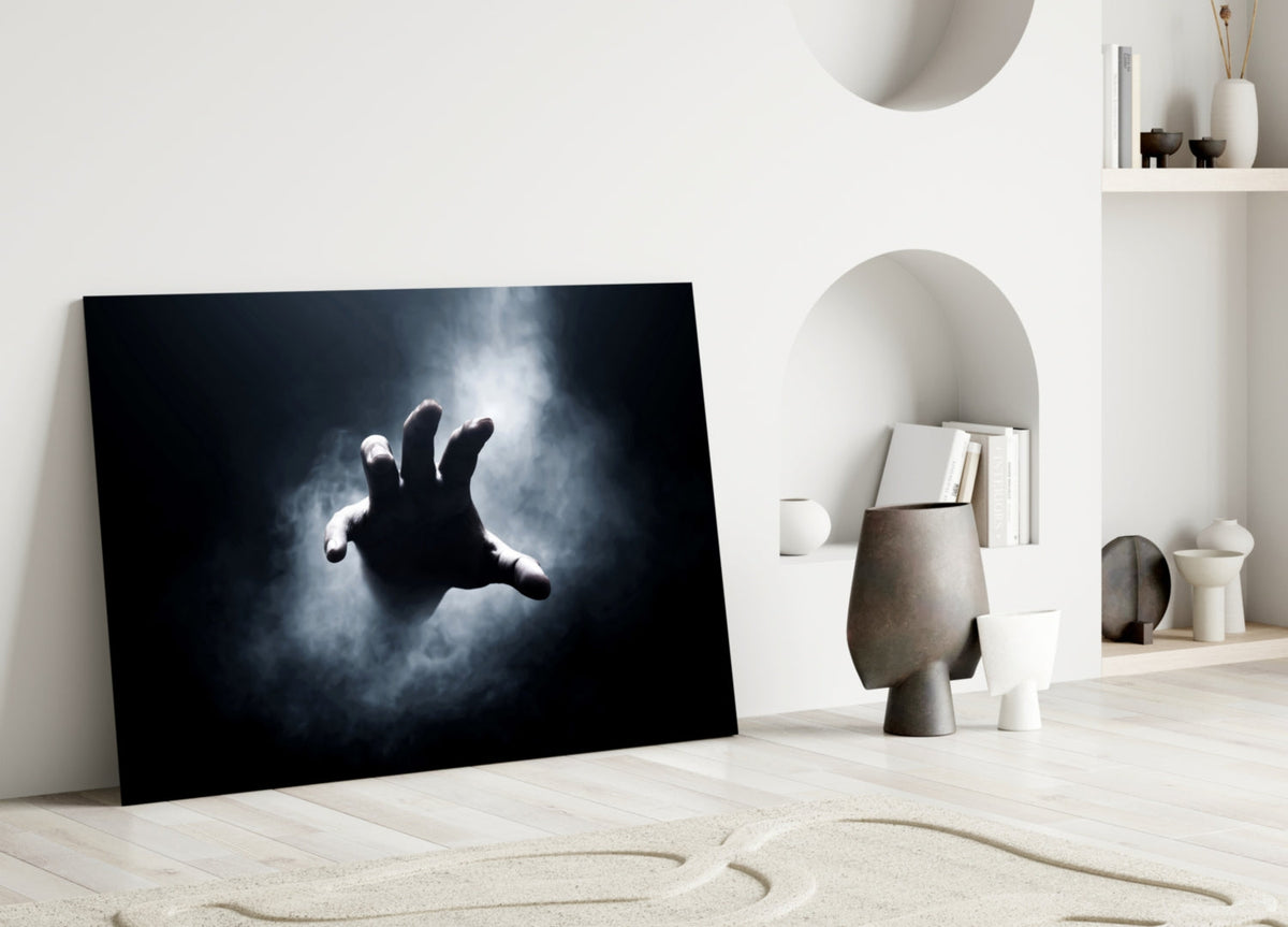 Fear Reaching Hand Cinematic Horror Glass Wall Art – view 3