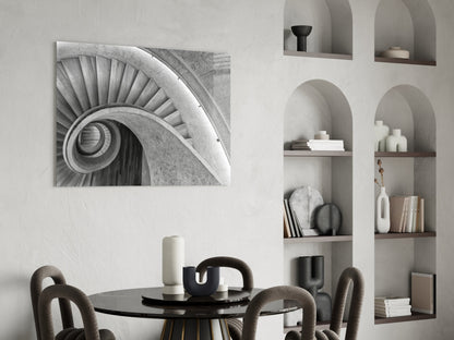 Architectural Spiral Staircase Art Glass Wall Art, Black and White – view 5