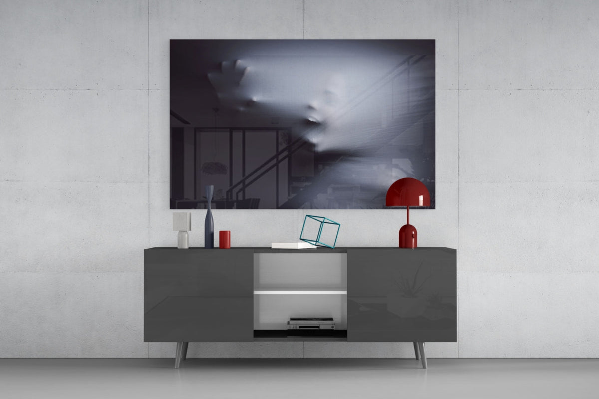 Ghostly Face Pressing Through Fabric Glass Wall Art – view 8